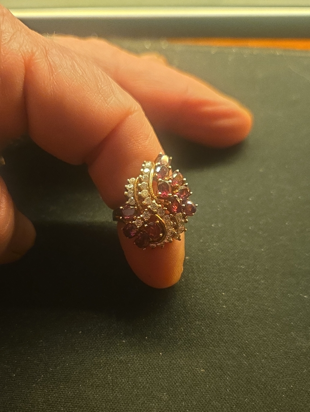 Elegant Purple Gem Cluster Ring with Gold Accents